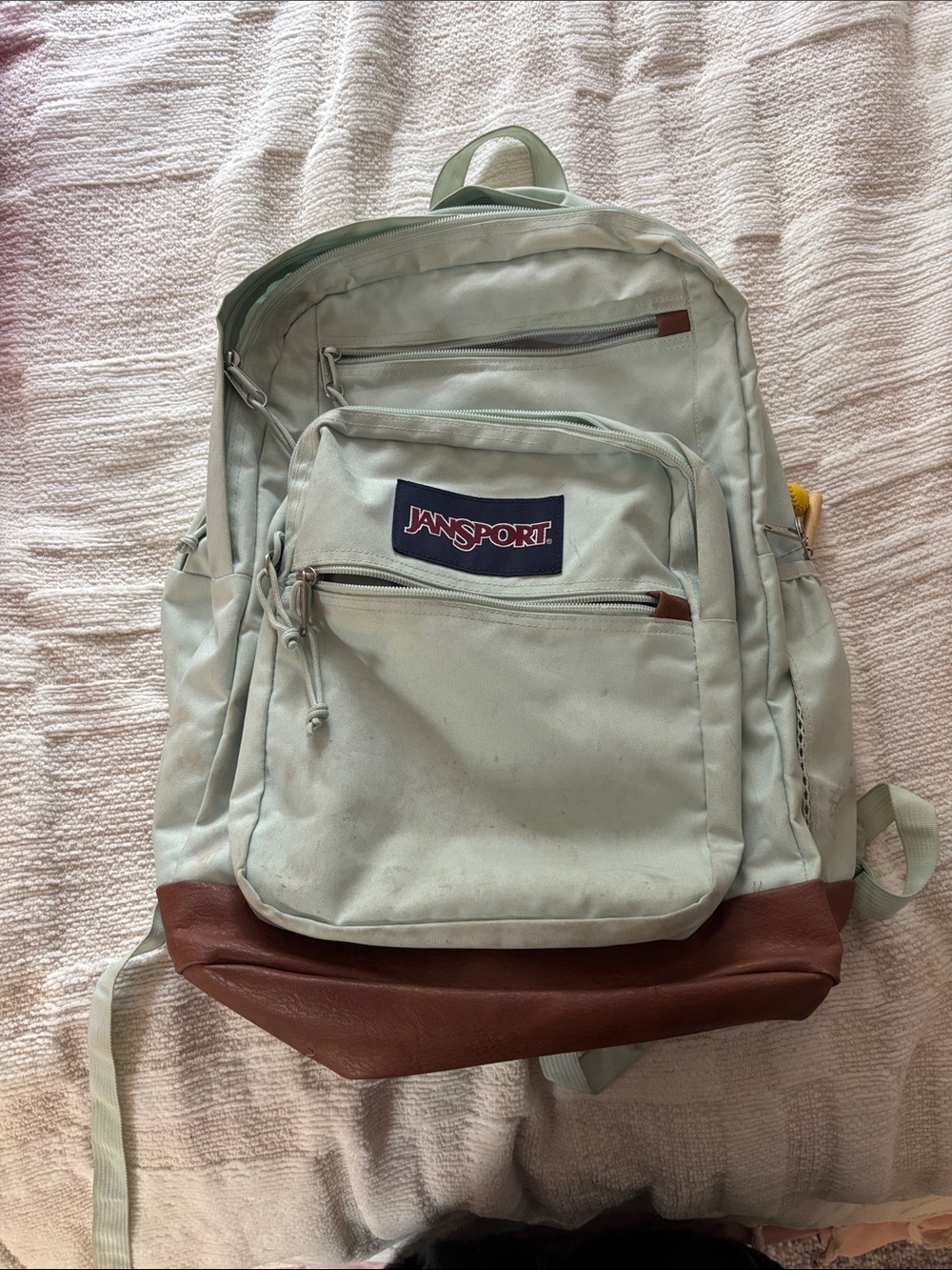 Jansport Mint Green Backpack with Brown Base